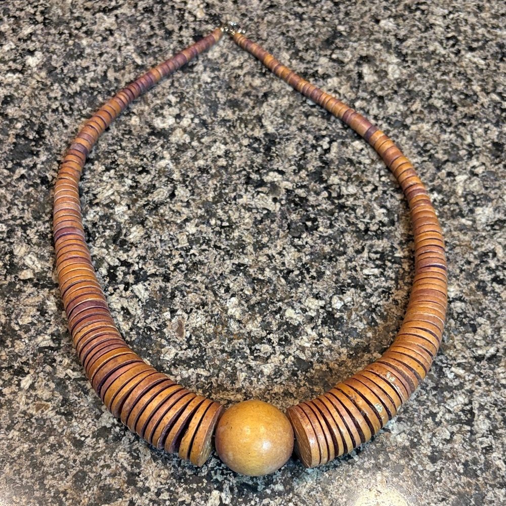 Elegant Wooden Beaded Necklace